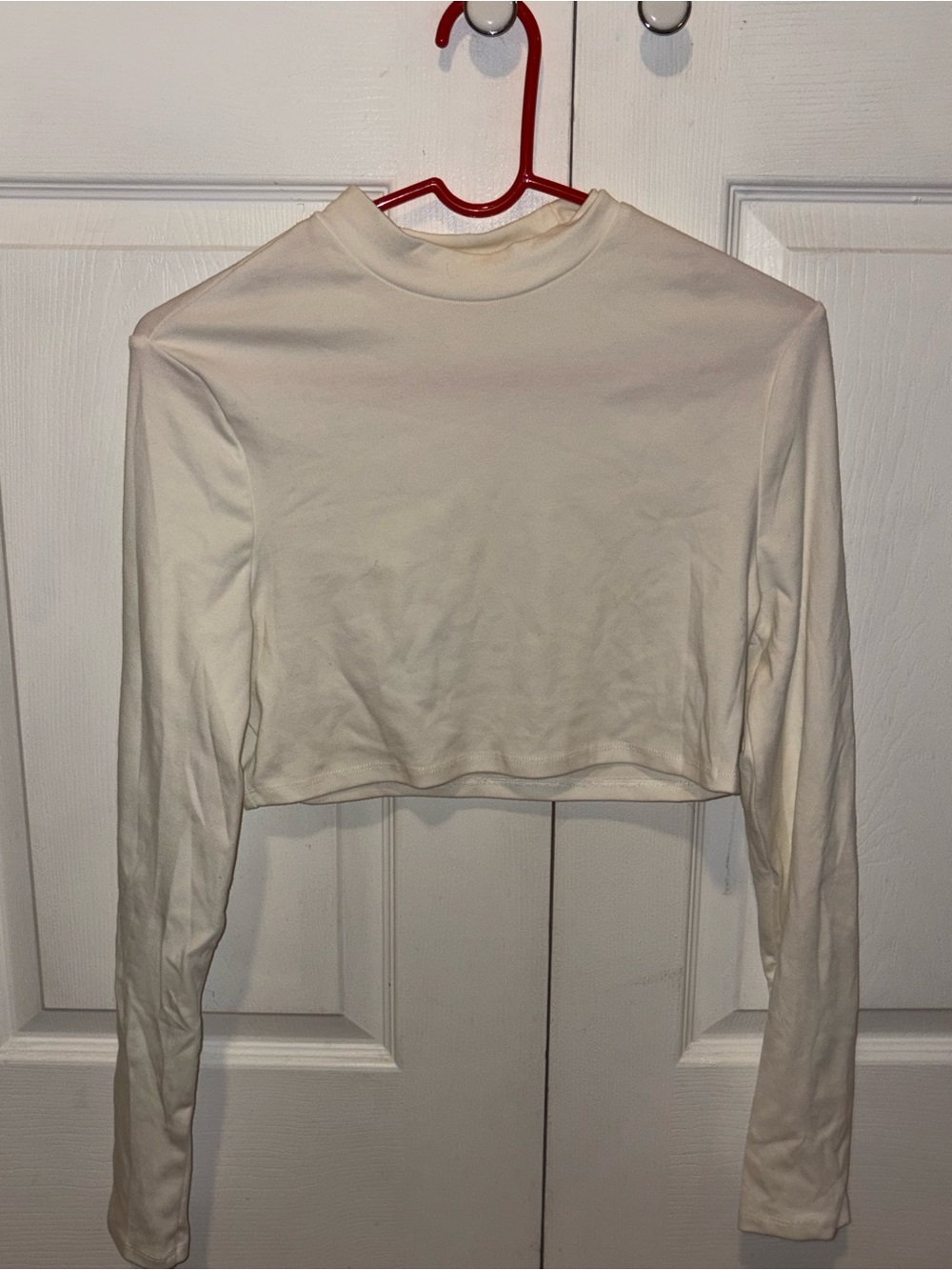 SHEIN White Long Sleeve Crop Top in Size Large